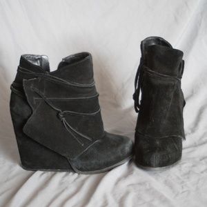 BCBGeneration Black Suede Wedge Boots